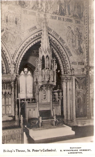 The Cathedra (bishop's throne) after its installation in the Cathedral in 1924