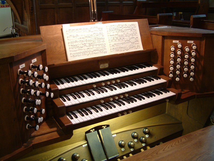 The three-manual Ainscough organ in St Peter's Cathedral, Lancaster