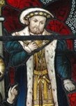 King Henry VIII, depicted in a stained glass window in the north transept